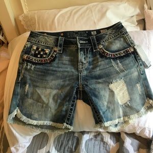 Miss me red white and blue jean shorts